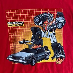 Red “MashUp” T-Shirt (back2thefuture/transformers)